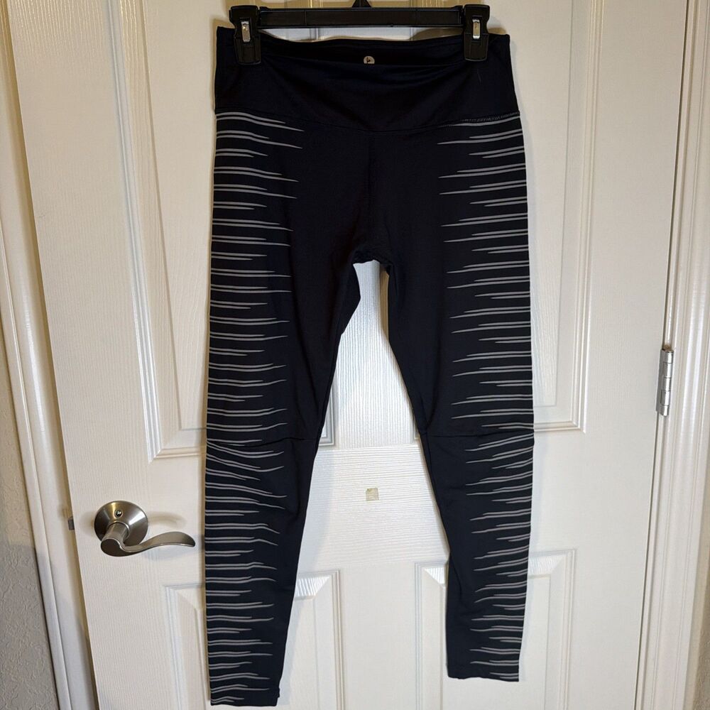 90 Degree by Reflex Leggings Womens M Athletic Black With Reflective Stripes